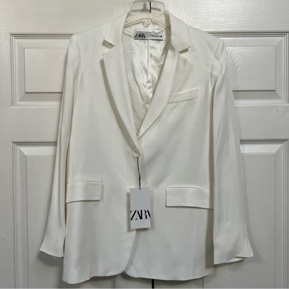 COPY - Zara Limited Edition Oyster White Flowing Blazer Size XS 8344 583 251 - Picture 4 of 15